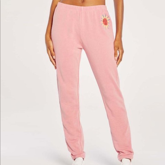 Wildfox Pink Embroidered Sweatpants - Picture 2 of 7